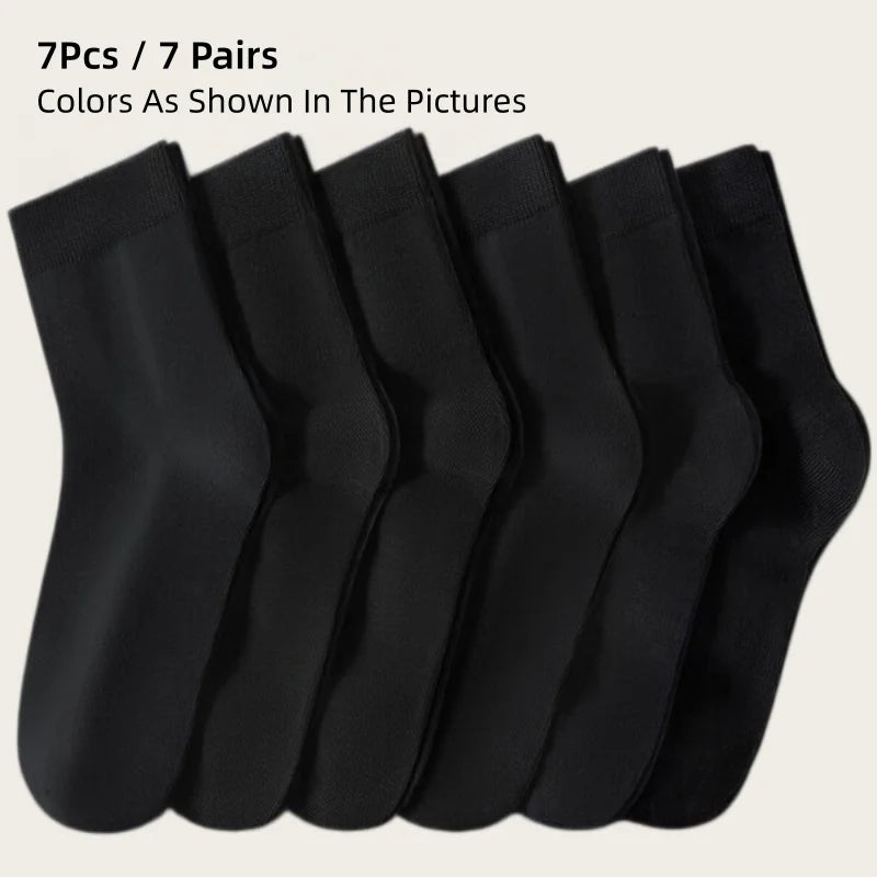 Men's Modal Cotton Spring/Summer Breathable Anti-Odor Sports Socks; Breathable Business Mid-Calf Socks 7PCS