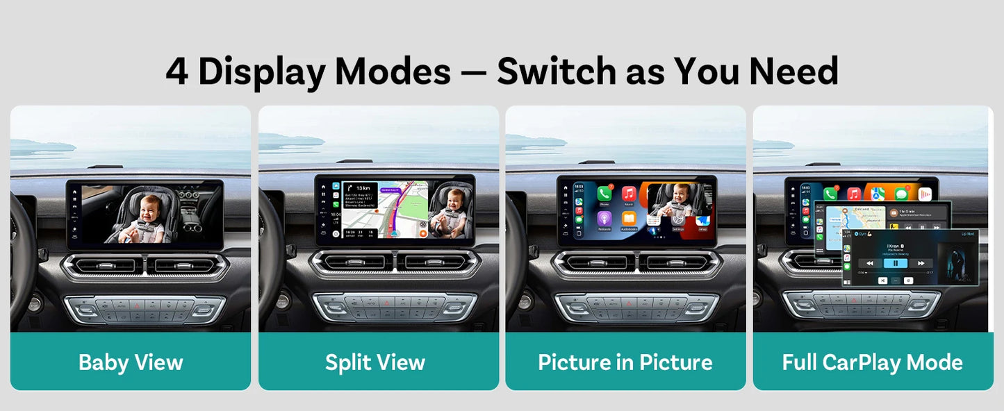 Ottocast Mini Pico 2in1 Wireless CarPlay Dongle Car Baby Safety Camera Pet Back Seat Camera Child Car Monitor For 99% of the car
