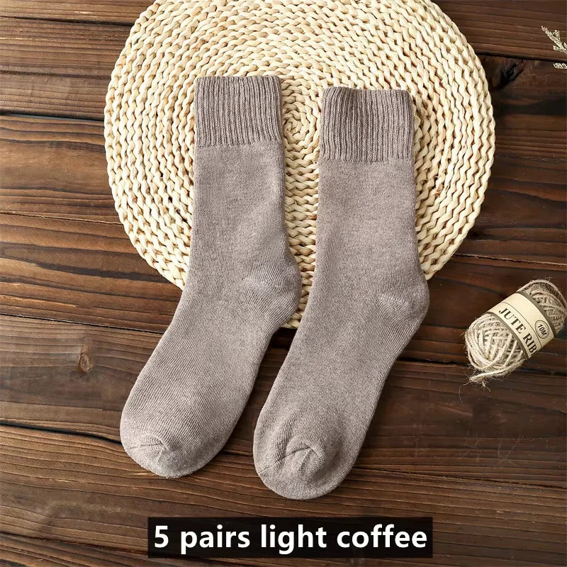 5 Pairs Premium Thickened Business Seasonal Versatile Stylish Mid-calf Socks for Men Anti-odor Mid-calf Athletic Socks