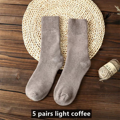 5 Pairs Premium Thickened Business Seasonal Versatile Stylish Mid-calf Socks for Men Anti-odor Mid-calf Athletic Socks