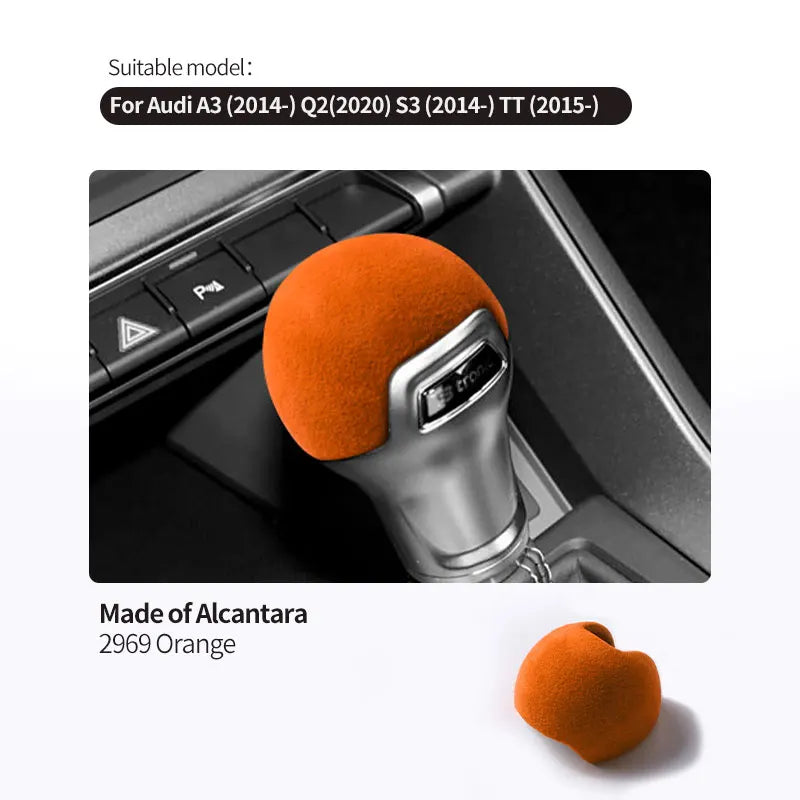 For Audi A3 Q2L S3 TT Sport Gear Shift Knob Boot Cover Trim Sticker Made of Alcantara Car Premium Interior Tuning Accessories
