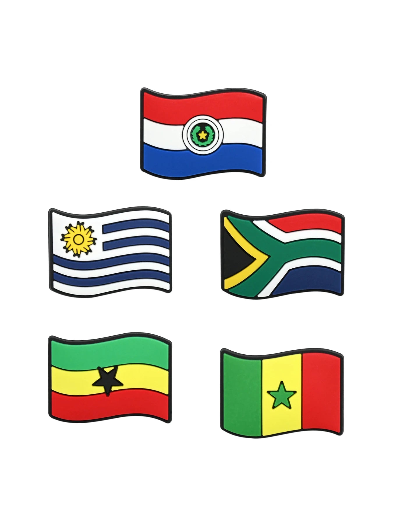 3-34Pcs National Flag Shoe Charms PVC Clog Pins Decorations for Wristbands Sandals DIY Accessories