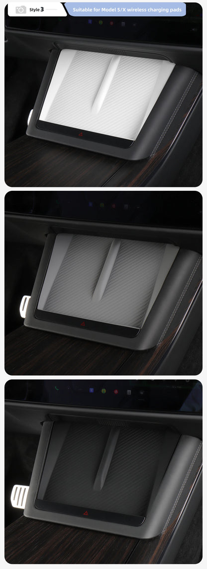 for Tesla Model X Car Under Seat Storage Box Center Console Wireless Charging Pad Armrest Storage Pad Organizer Tray Accessories