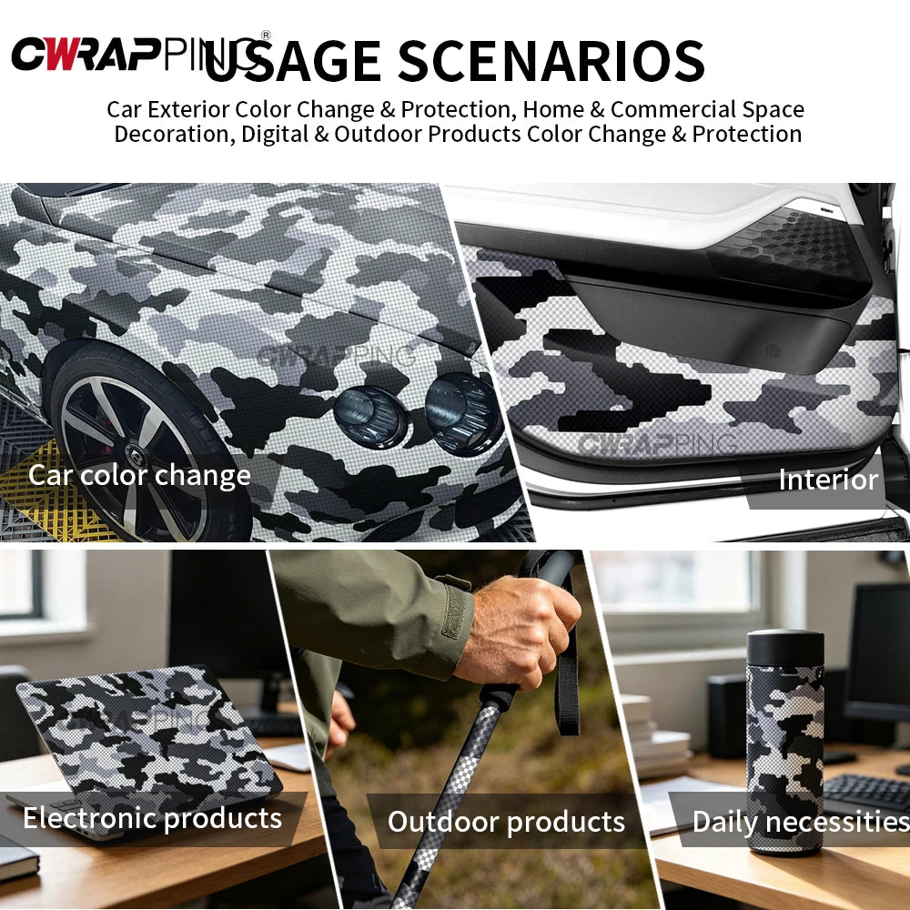 Camouflage Printing Car Wrapping Sticker Waterproof Automotive Vinyl for Motorcycle Self-adhesive Car Decals and Graphics Wrap