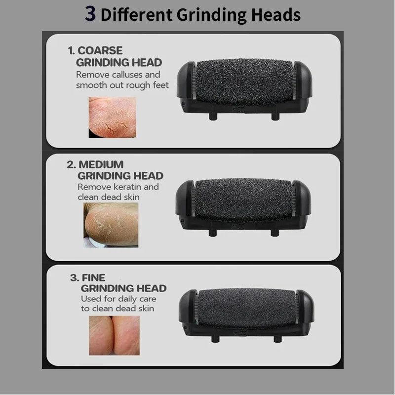 NEW Electric Callus Remover Professional Foot Polisher Pedicure Machine Tools Rechargeable 3 Speed Heel Scrubber 3 Grinder Heads