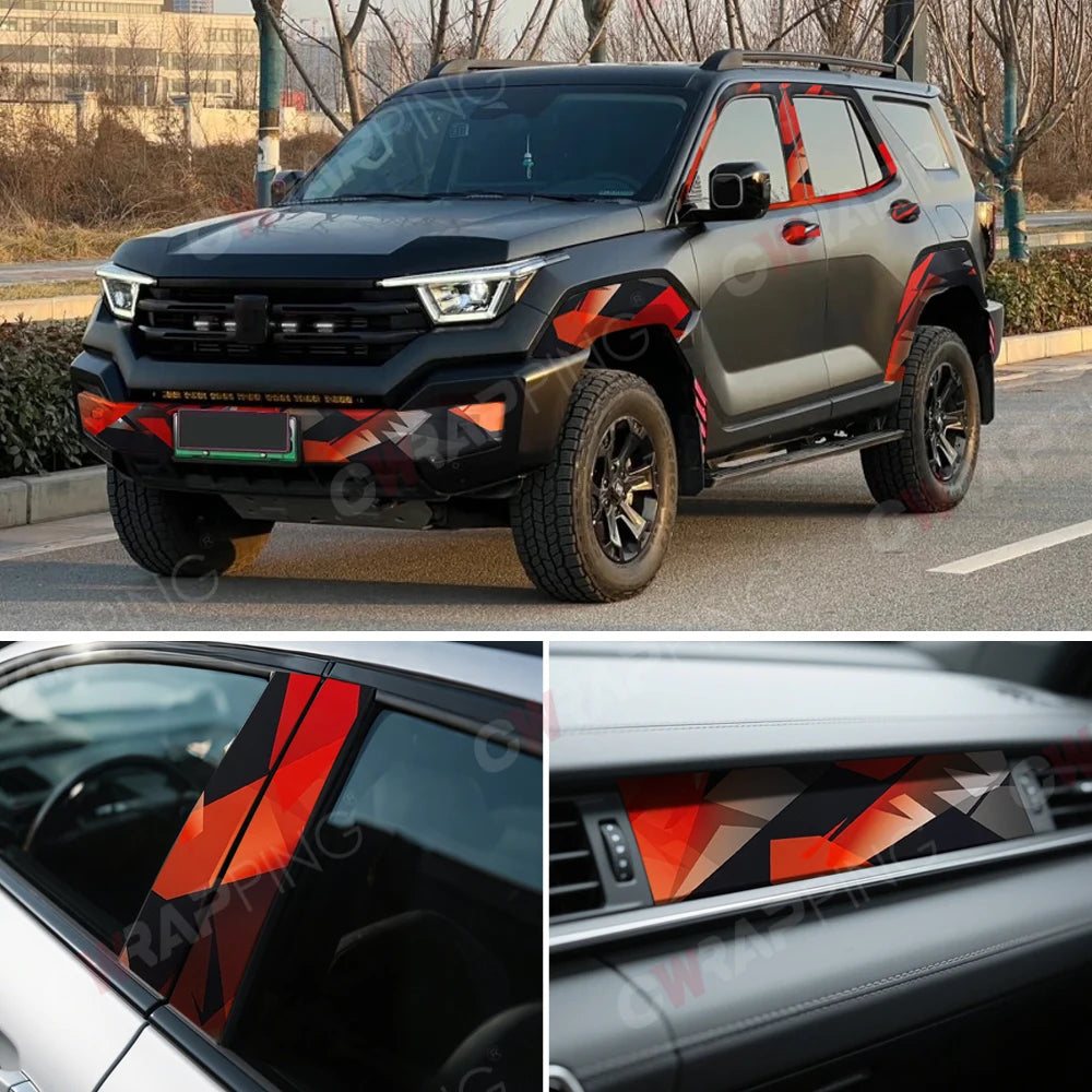 Geometry Car Wrapping Vinyl for Motorcycle Vinyls Camouflage Disruptive Pattern Red Wrap Foil Car Body Films Auto Stickers Tools