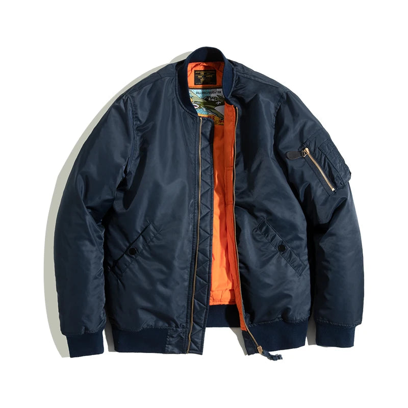 Maden MA1 Pilot Cotton Jacket Thickened Baseball Jacket Warm Padding Flight Coat Winter Brand Men's Clothing Green