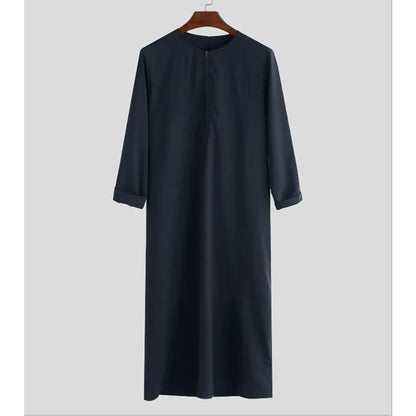 Men's 2026 Muslim Zipper Loose Arab Robe Shirt Dubai and Malaysian Style Long Sleeve Islamic Casual Wear