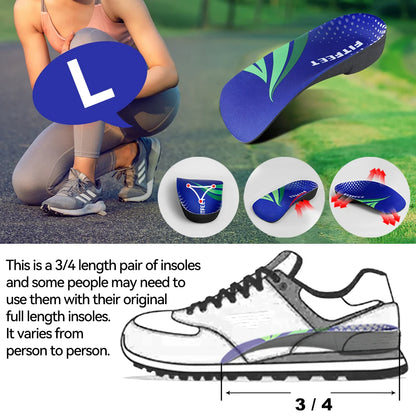 RooRuns Orthopedic Arch Support Shoes Insoles 3/4 Length Flat Feet Shoes Pads for Feet Plantar Fasciitis Heel Pain Relief Unisex