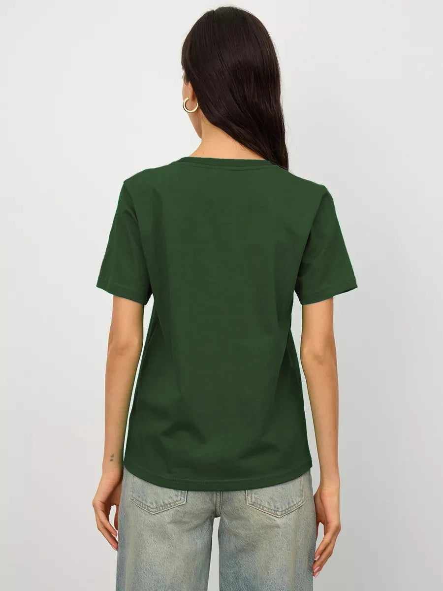 Bornladies Summer 100% Cotton Women's T-shirt Bottoming Basic Fashionable Lady Short Sleeve Loose Tops Shirts Solid 230g/㎡ Tops