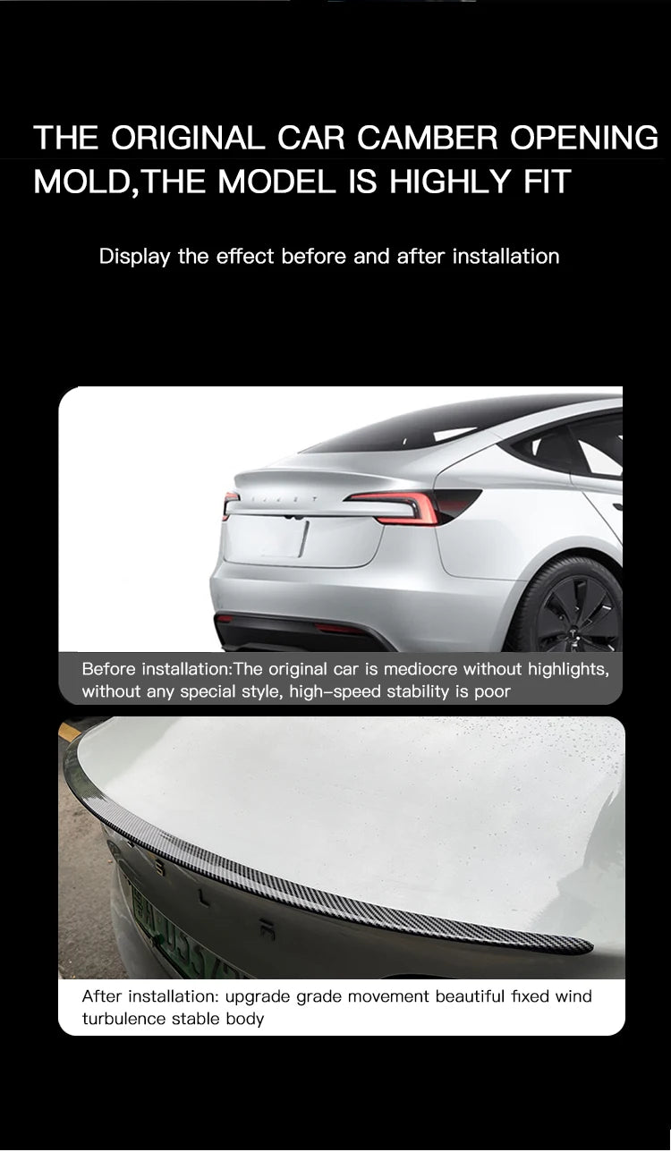 Car ABS Spoiler Carbon Fiber For Tesla Model 3 Highland 2025-2026 Original High-performance Exterior Model3 Model Y Accessories