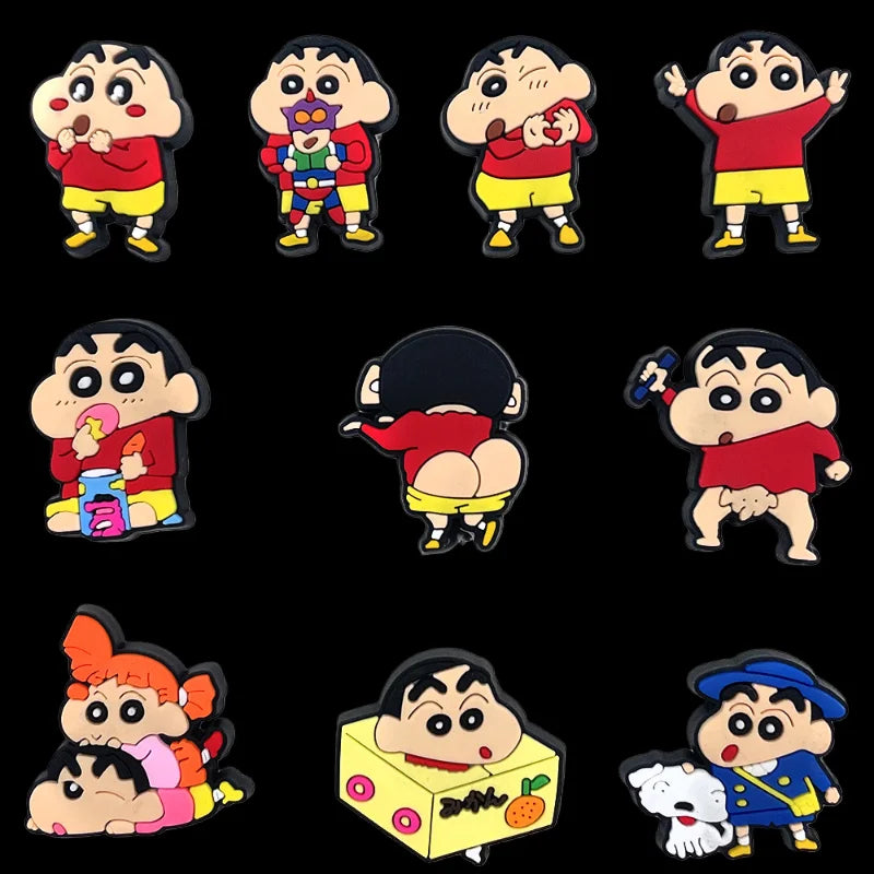 10/21Pcs Miniso Kawaii Anime Crayon Shin-Chan Shoes Buckle Accessories For Clogs Cartoon Shoes Charms For Party Xmas Gifts