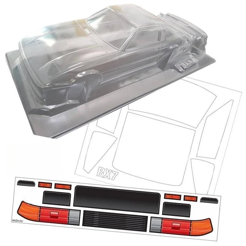 200mm Body Shells 1/10 Mazda RX7 Clear Bodywork W/Light Buckle for ONROAD Racing RC Drift Car 258mm Wheelbase
