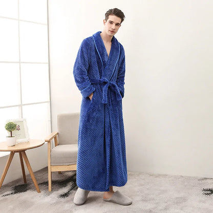 2026 Thickened Sherpa Couple Robe Long White Winter Sleepwear Belted Bathrobe