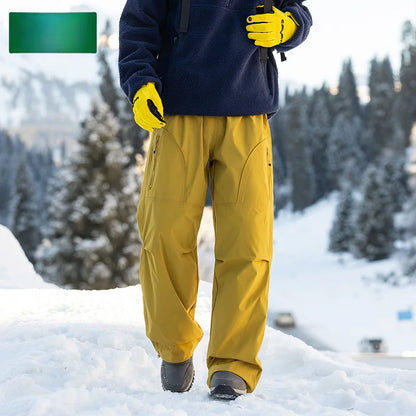 Comfortable Thickened Duck down Casual Pants Men's Loose Fit Warm Windproof Winter Trousers Straight Leg Workwear Long Pants