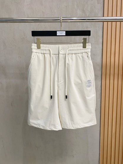 BC Italy Embroidery Old Money Style Men's Drawstring Straight Light Skin Casual Pants