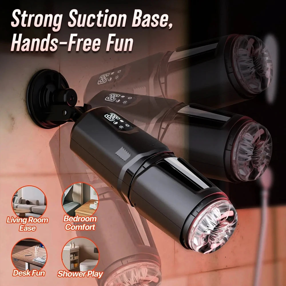 Automatic 360 ° Rotating Thrusting Male Masturbator Licking Penis Vibrator LCD Display Stroker Pocket Pussy Sex Toys for Men
