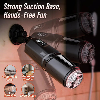 Automatic 360 ° Rotating Thrusting Male Masturbator Licking Penis Vibrator LCD Display Stroker Pocket Pussy Sex Toys for Men