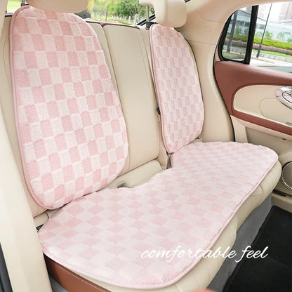 Pink Car Seat Cushion Covers Winter Thick Warm Anti-Slip Plush Comfortable Simple Design Car Seat Cover Seat Accessories
