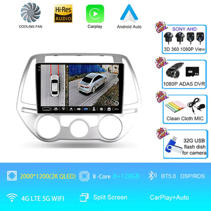 Android 16 Carplay Auto Multimedia Player Car Radio For Hyundai I20 2010 2012 2013 2014 DSP Autoradio GPS Stereo 2din Head Unit
