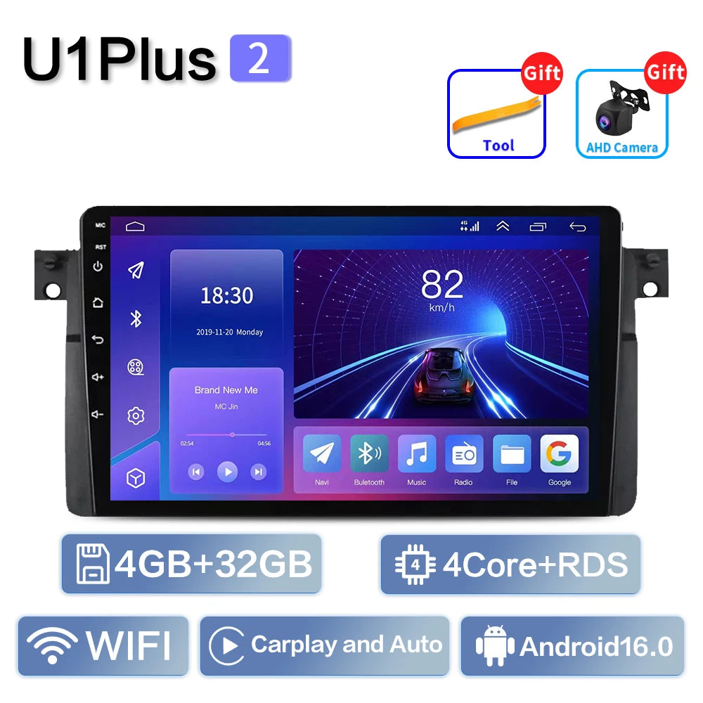 Android 16 Carplay Auto For BMW E46 M3 1998-2006 Car Radio Multimedia Video Player 2Din 4G+WIFI GPS Navigation Head Unit Stereo