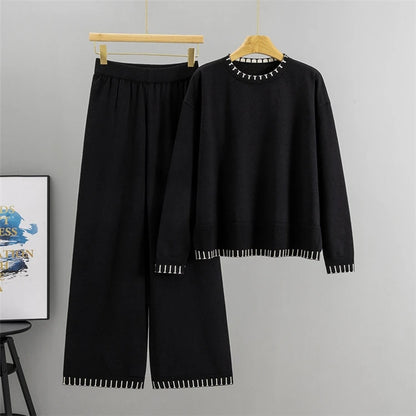 Loose Casual Knitted round Neck Sweater And Pants Set Women's Fashion Autumn Collection Online Exclusive Comfortable Fit