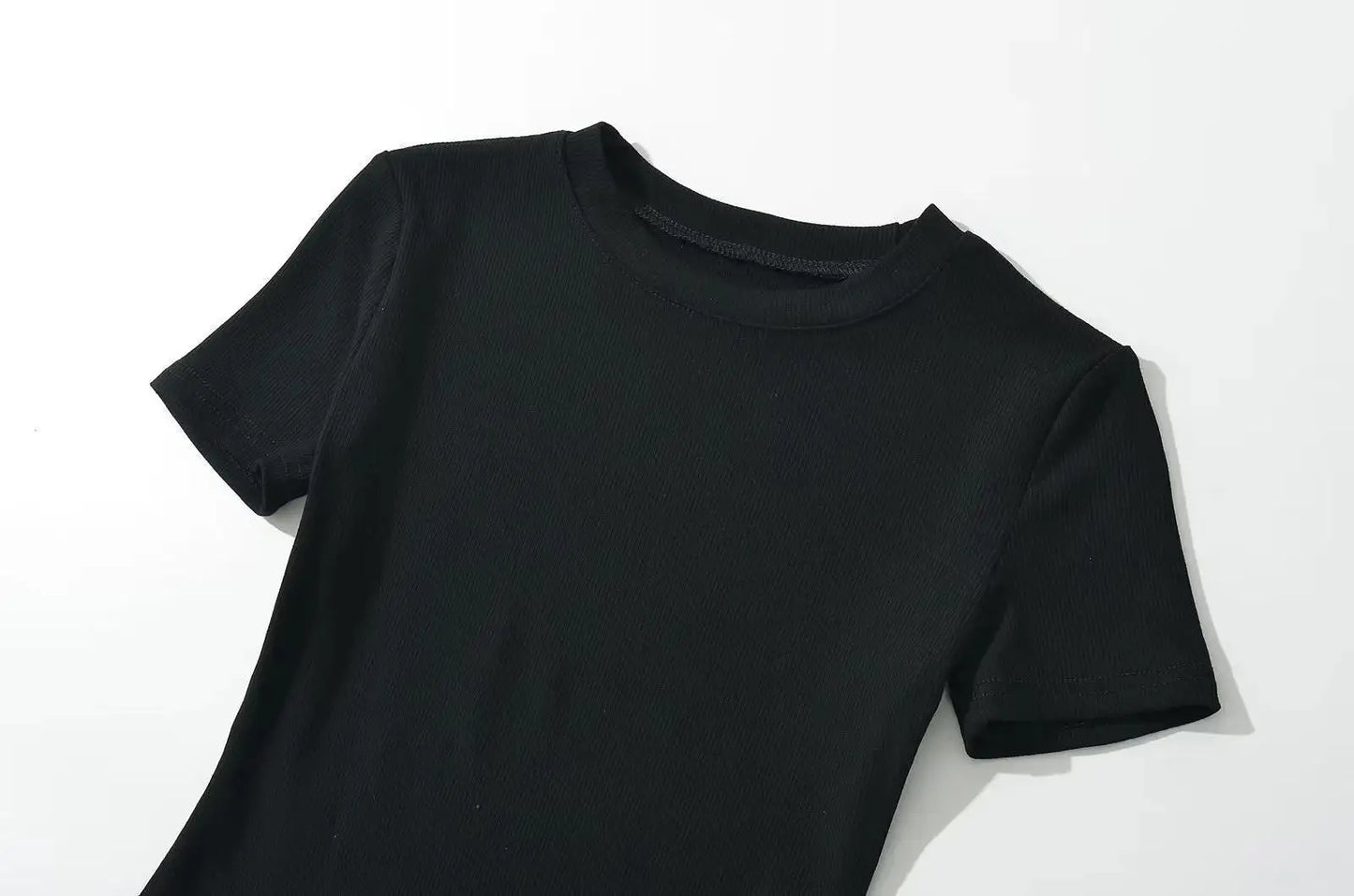 Summer Short Sleeve O-neck Knitted Bodysuits Women Stretchable Slim Basic Solid Color Tops