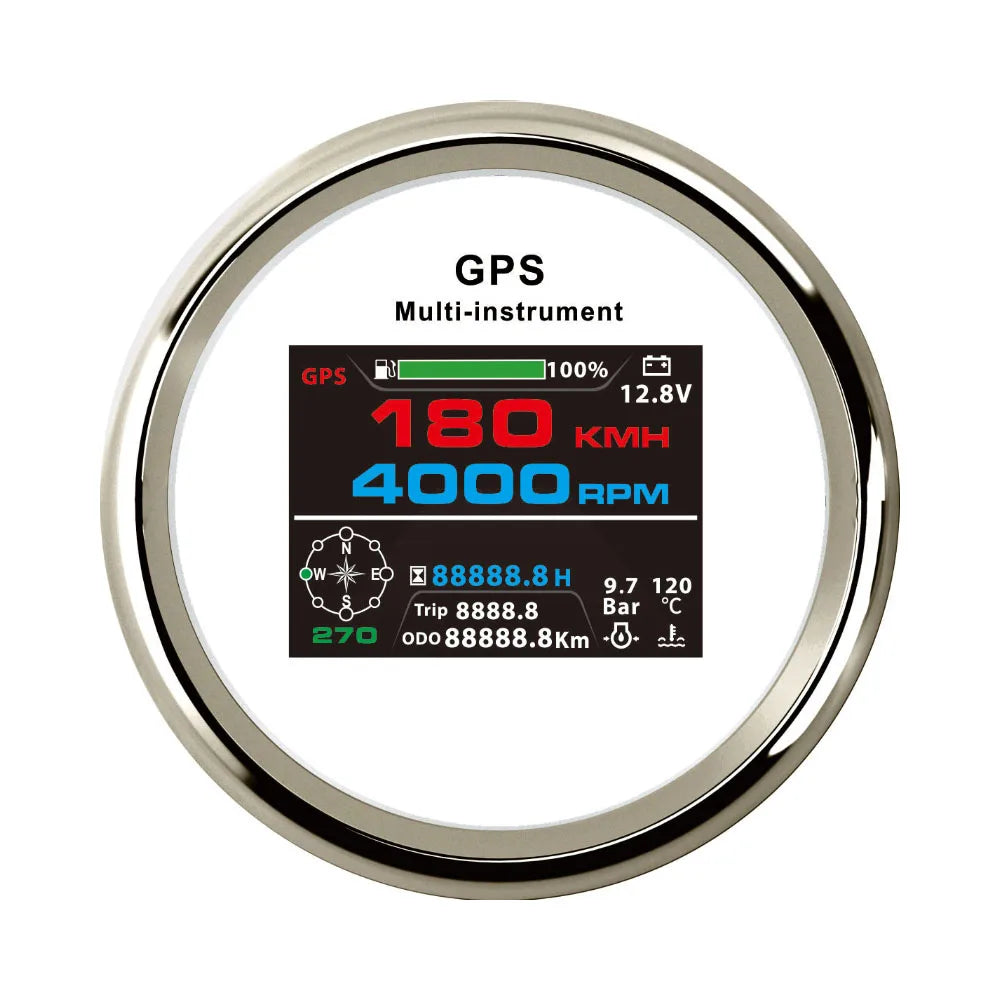 Rhaxel 10 in 1 Multifunction Gauge Digital 85mm GPS Speedometer with RPM Fuel Level Oil Pressure Voltmeter Gauge for Car Marine
