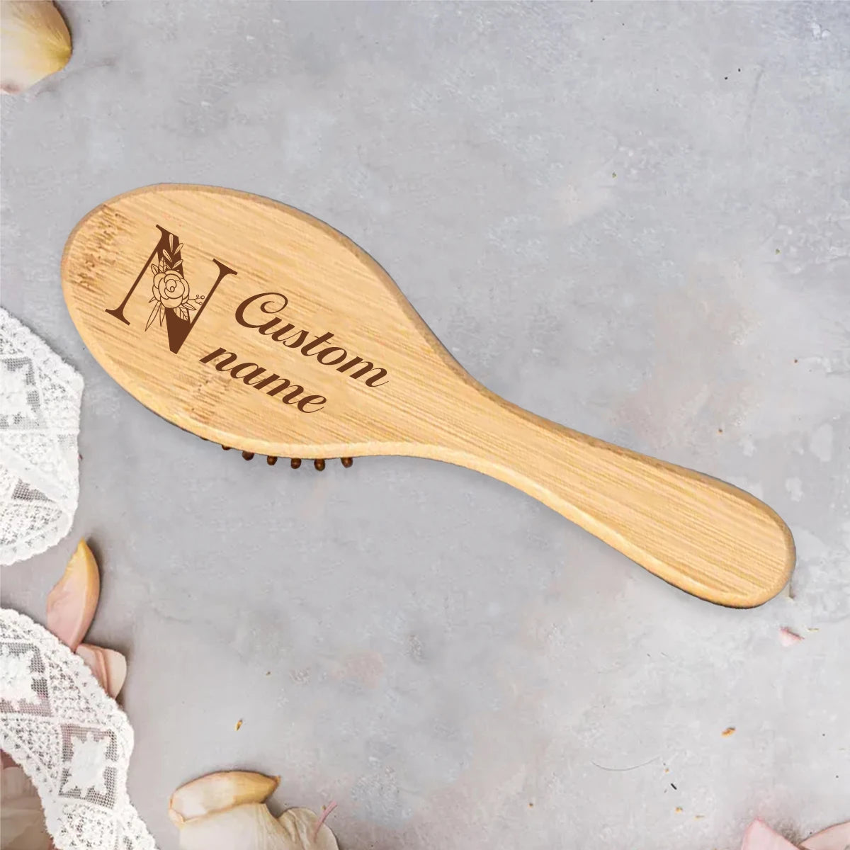 Personalised Custom Comb, Customized Mini Oval Air Cushion Bamboo Comb, Customizable Initials and Name,