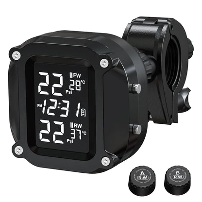 Powstation TPMS Wireless Motorcycle Tire Pressure Monitoring System Solar Charge Tyre Temperature Alarm System Colorful Display