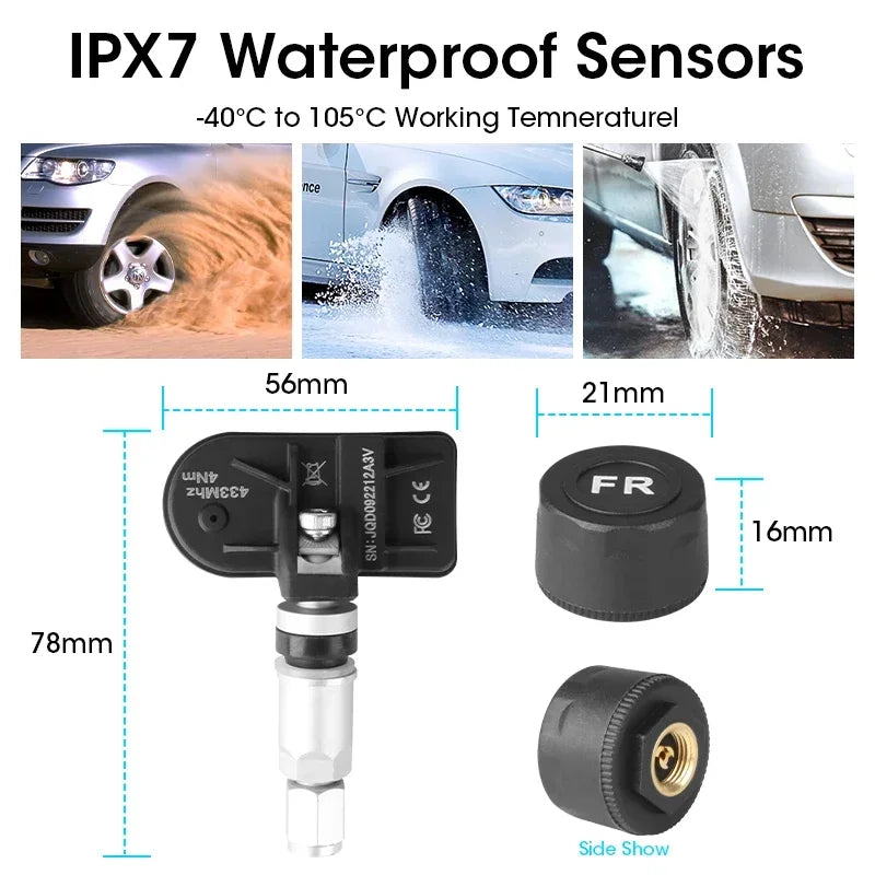 TPMS Car Tire Pressure Alarm Monitor Display System for Android USB Car Navigation Player Temperature Warning Sensors Tire Gauge