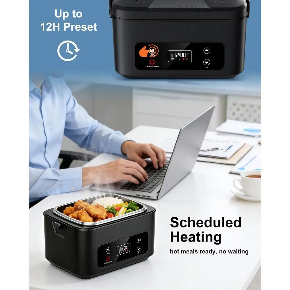 Rechargeable 24000mAh Electric Lunch Box - 2026 Upgraded Portable Food Warmer with Removable Divider for Men, Women, Office, Out
