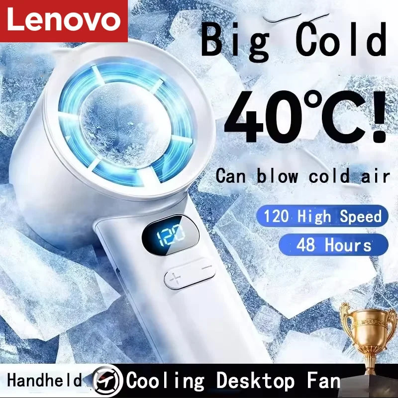 Lenovo 120 Speeds High Speed Handheld Fan 10000+ RPM Turbo Fan Portable USB Rechargeable Desktop Fan for Home Office Camping