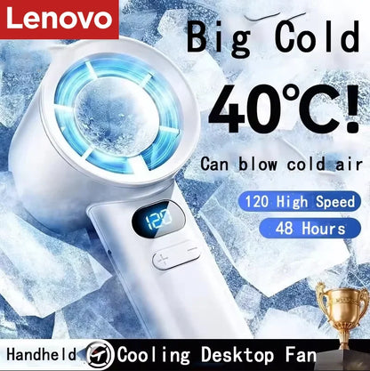 Lenovo 120 Speeds High Speed Handheld Fan 10000+ RPM Turbo Fan Portable USB Rechargeable Desktop Fan for Home Office Camping