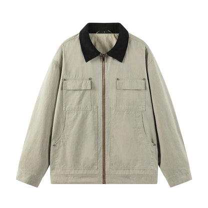 Men's Washed Cotton Denim Jacket American Vintage Multi-Pocket Lapel Workwear Jacket Men 2025 Loose-Fit Business Casual Menswear