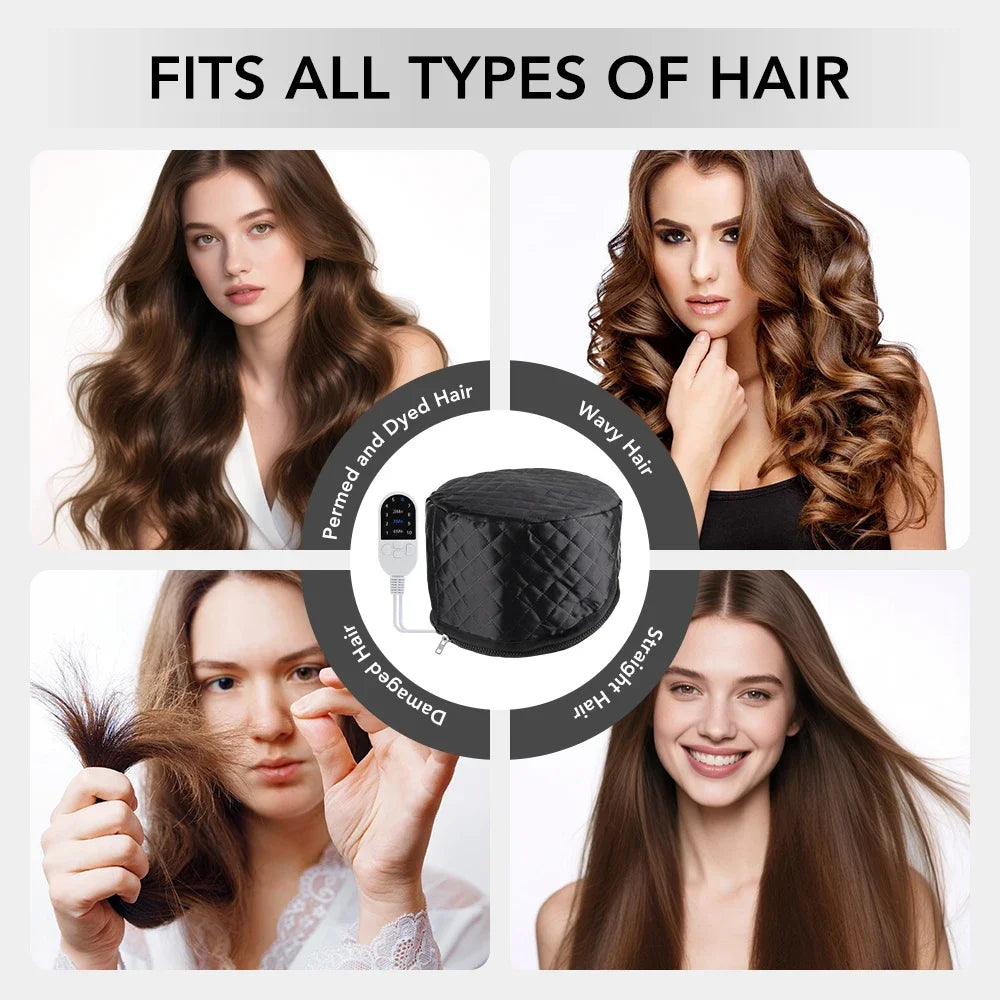 10 Levels Electric Hair Heating Cap Waterproof 3 Timer Hair Steamer Cap Thermal Treatment Hat SPA Nourishing Hair Styling Care