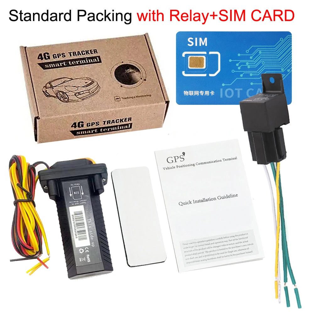 Waterproof Mini 4G Car GPS Tracker With One Year Sim Card Anti-Theft Motorcycle Tracking Device GEO-Fence Vehicle Locator Fleet
