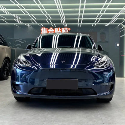Premium Sparkle Gloss Metallic Ghost Midnight Blue Vinyl Wrap Roll DIY Self Adhesive Decal Film Automotive Car Wrapping Foil
