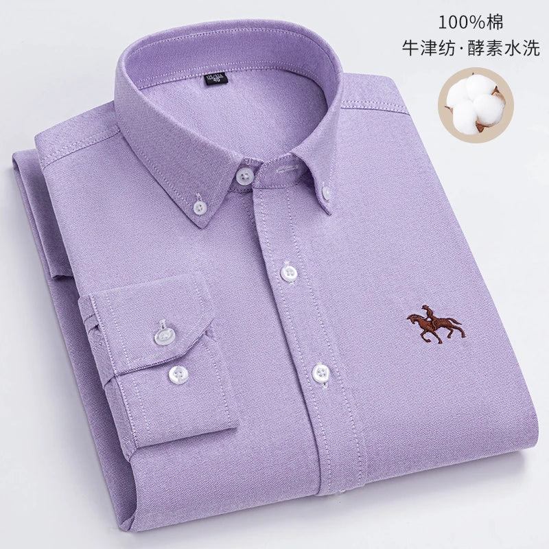 Fashionable Cotton Men's Shirt Long-Sleeved Oxford Soft Comfortable And Breathable Classic Versatile Business Casual Men's Shirt