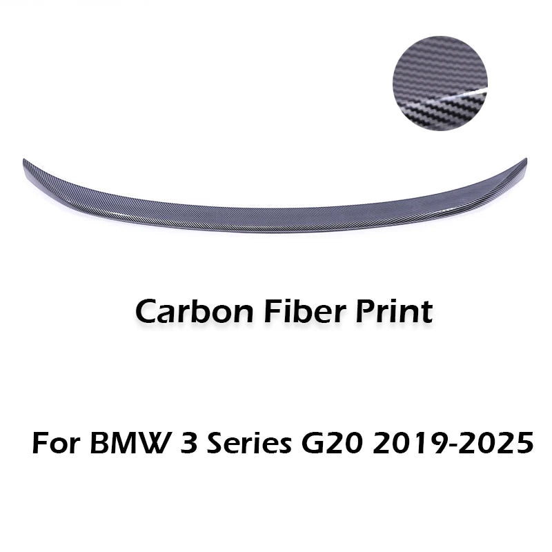 M Performance Style Rear Trunk Wing Spoiler For BMW 3 Series G20 Carbon Fiber Rear Bumper Lip MP  Refting 2020+ Gloss Black