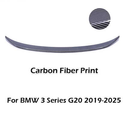 M Performance Style Rear Trunk Wing Spoiler For BMW 3 Series G20 Carbon Fiber Rear Bumper Lip MP  Refting 2020+ Gloss Black