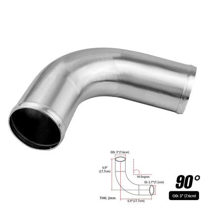 0/45/90 Degrees Type Aluminum Tube Universal 51 63 76mm 2 2.5 3inch Cold Air Intake Pipe Racing Car Turbo High Flow Silver Balck