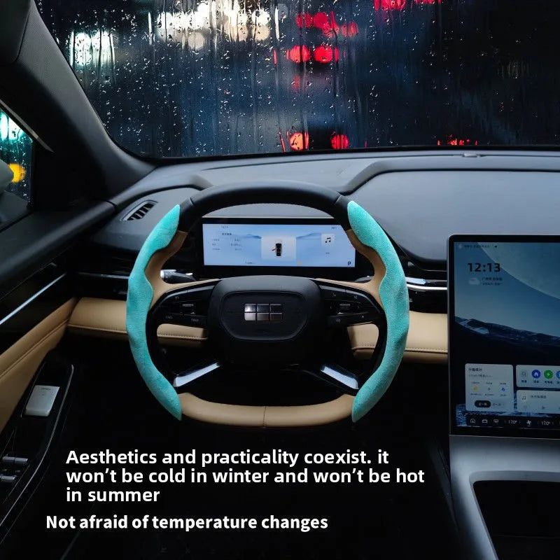 2026 Winter New Car Steering Wheel Cover Gearshift Handbrake Cover Protector Decoration Warm Super Thick Plush Auto Accessories