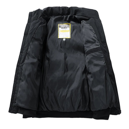 Men's 3D Quilted Puffer Jacket, Thickened Cotton Winter Coat, Stand Collar Warm Outerwear Cold Weather / Daily Wear