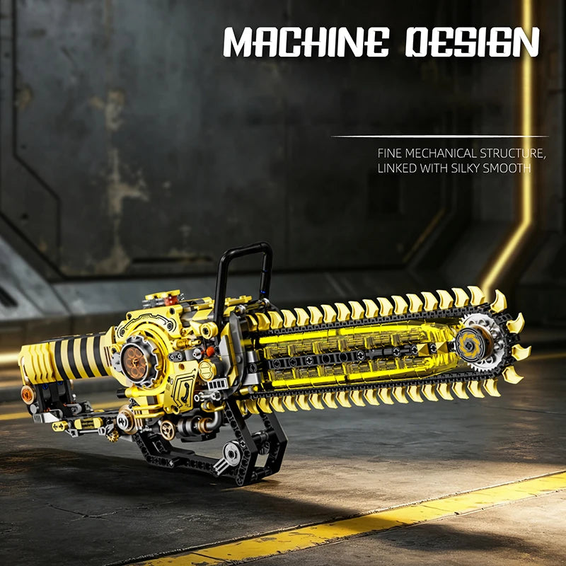 Realistic mechanical chainsaw MOC building blocks set, desktop ornament, educational model building toys, adult birthday gift.