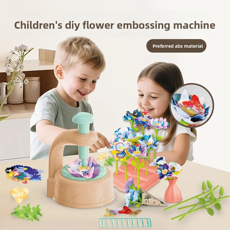 Kids Flower Craft Kit with Press Machine Art Craft Toys for Children Gift