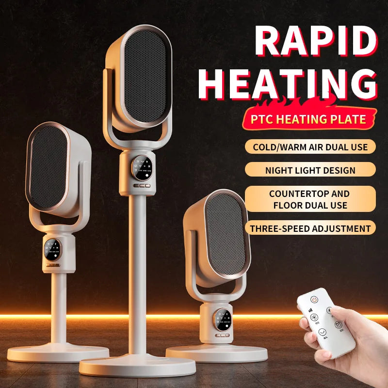 Home Heating Fan Heater With Shake Head Timer Remote Control Desktop Vertical Heating And Cooling Air Heater