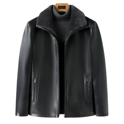 Winter Sheepskin Fleece Leather Coat Business Fleece Collar Thickened Leather Coat