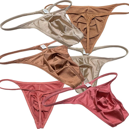 Cheeky Men's Thong Gloss Slip Tangas Soft Shiny G-strings Underwear Silky Smooth Bikini Bottoms Briefs Jockstrap Sissy Panties