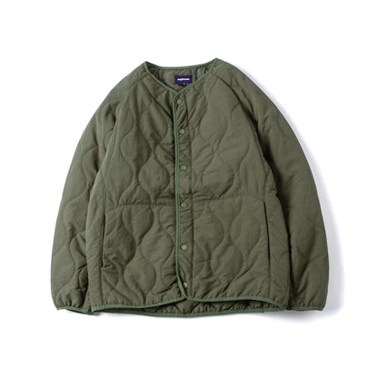 Retro Japanese Style Oversized Quilted Cotton Jacket Unisex No Collar Diamond Pattern Cotton Coat Couple Outerwear